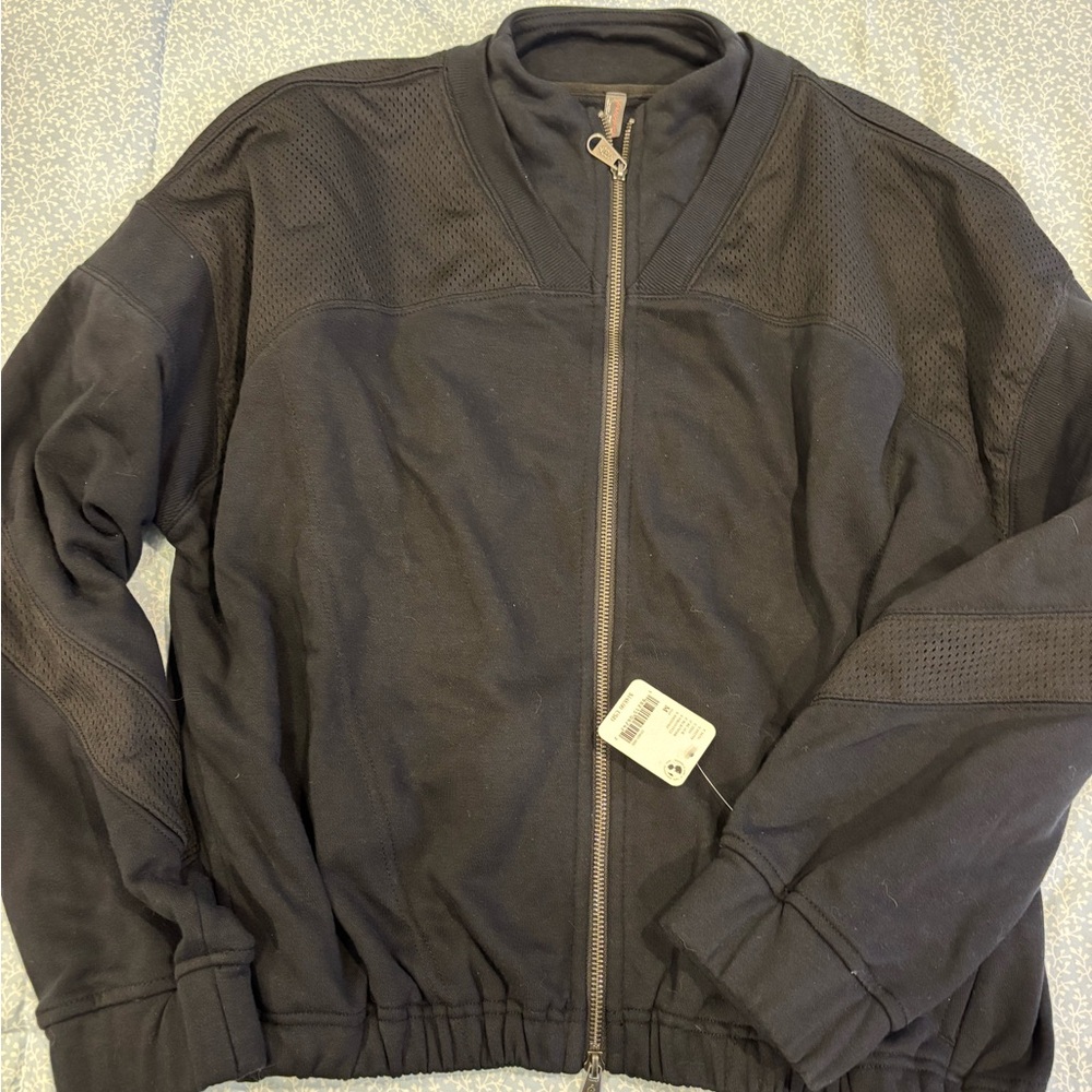 {NWT} Free People Smooth Move Black Zip-Up Jacket